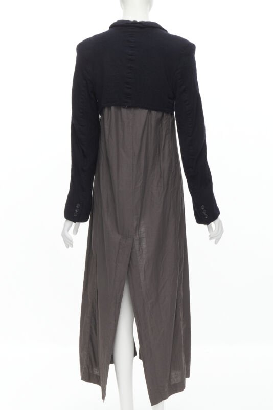 vintage Runway COMME DES GARCONS 1994 black shrunken wool grey duster coat M