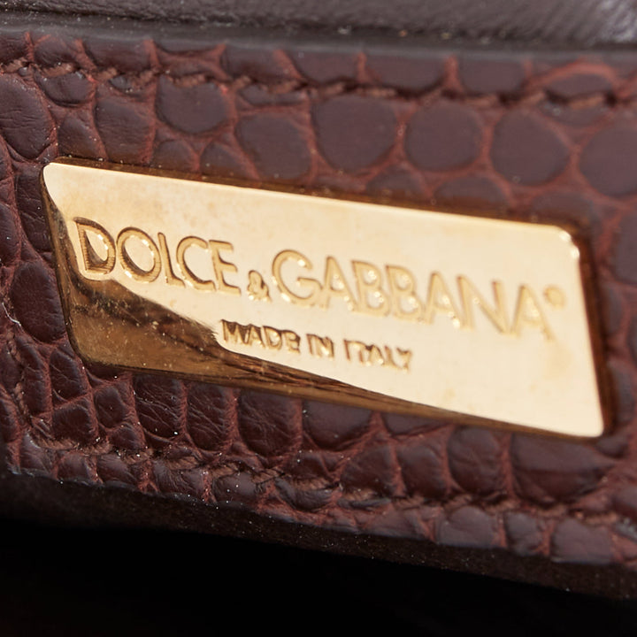 DOLCE GABBANA Miss Sicily brown white mixed scaled leather crossbody bag