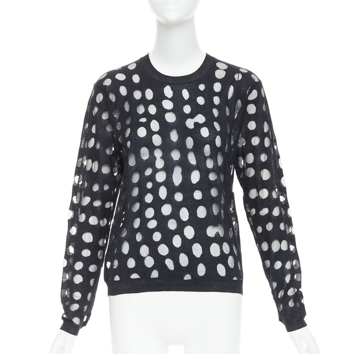ACNE STUDIOS 2014 Ninah Dots black cotton irregular dots sheer sweater S