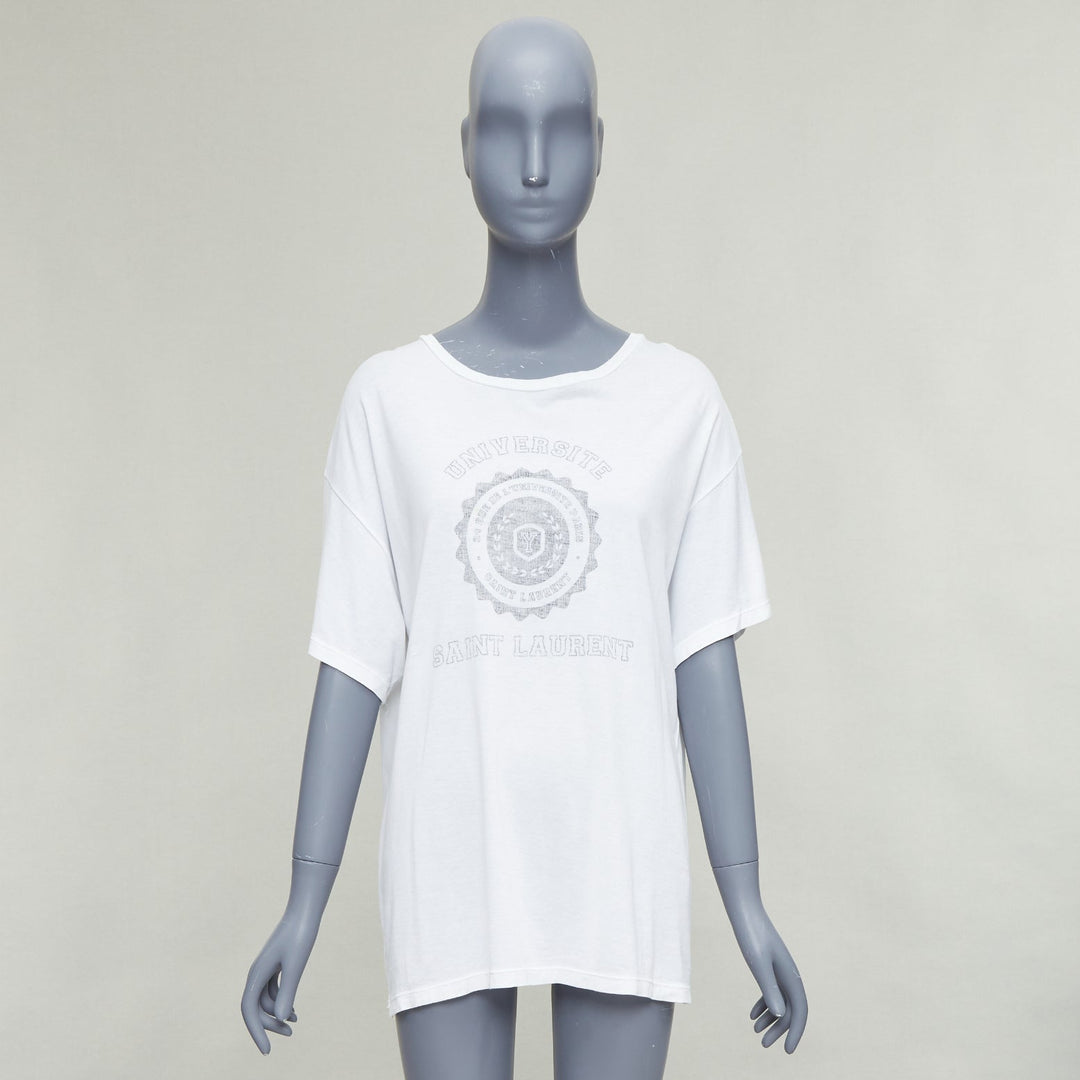 SAINT LAURENT 2016 off white university varsity logo washed oversized tshirt S