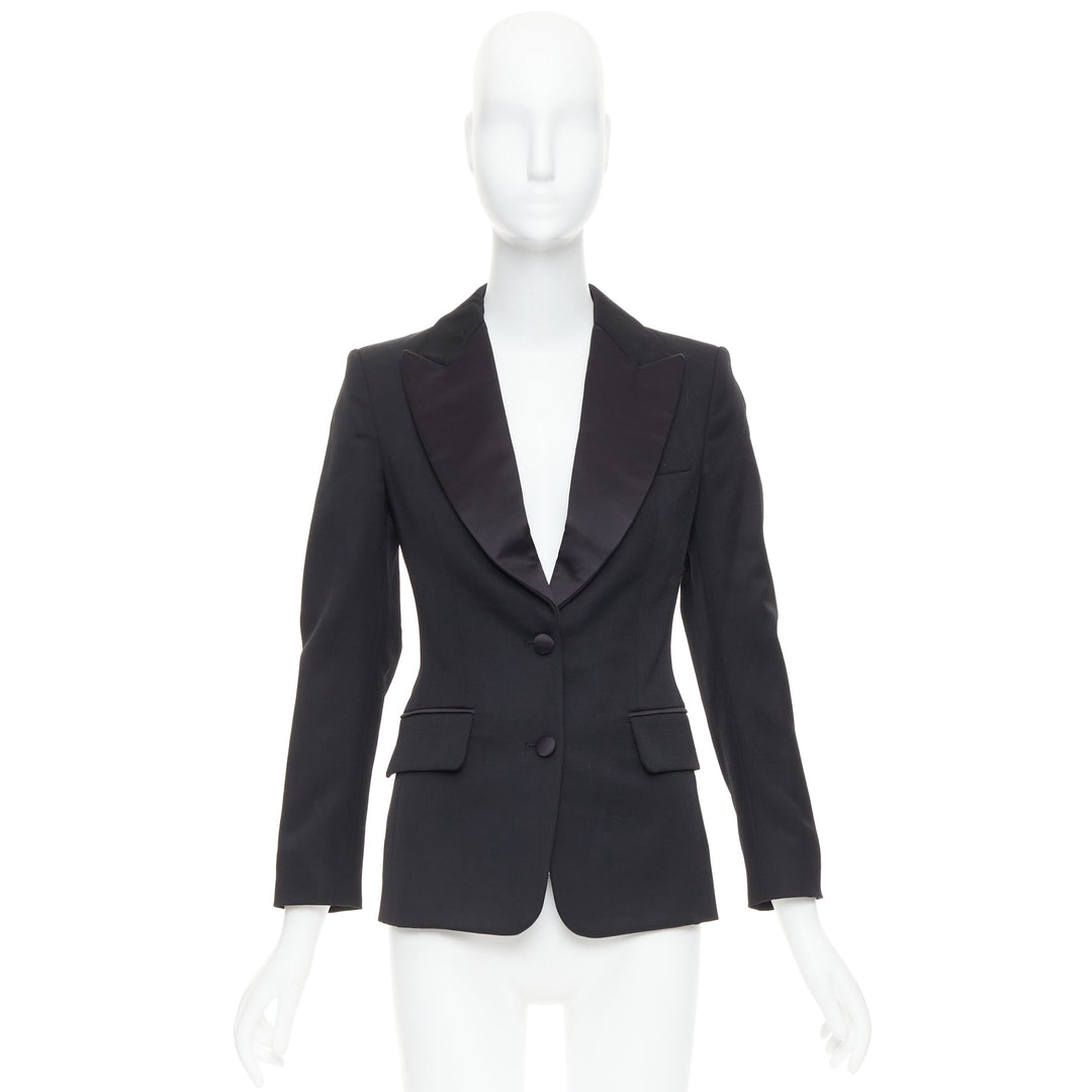 YVES SAINT LAURENT 2012 EDITION SOIR blackwool Le Smoking tuxedo jacket FR34 XS