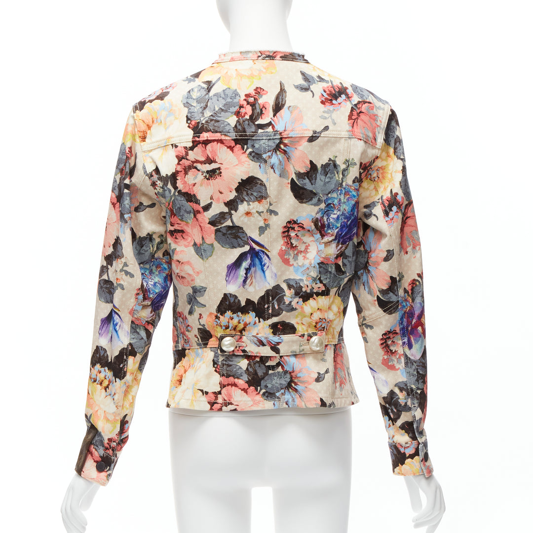 LOUIS VUITTON 2022 Runway Vintage Flower pearl button cropped jacket FR34 X