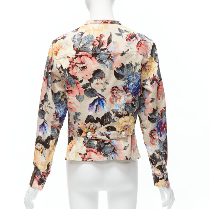 LOUIS VUITTON 2022 Runway Vintage Flower pearl button cropped jacket FR34 X