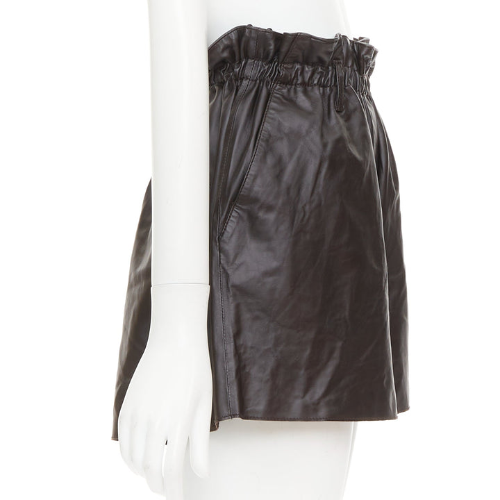 FORTE FORTE Parrrs chocolate brown leather paperbag waist shorts Sz.1 S