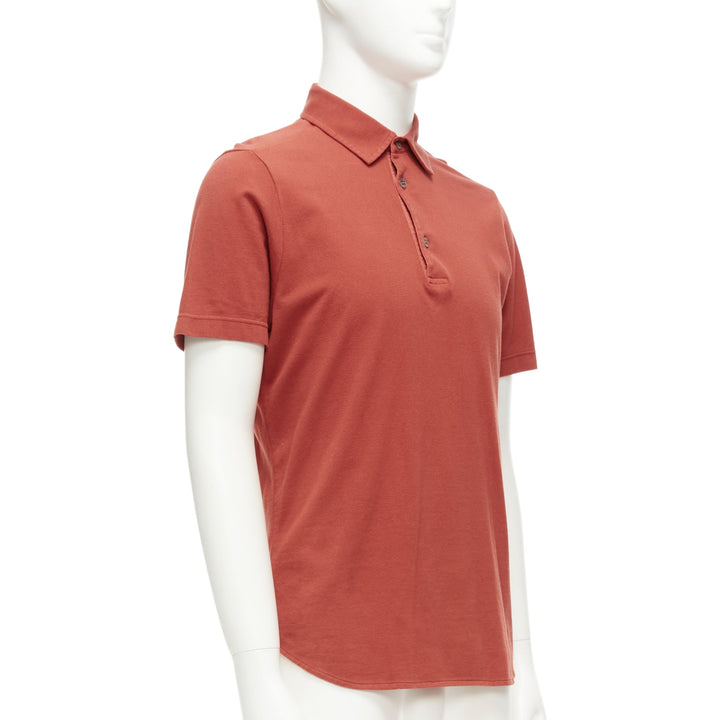 LORO PIANA 100% cotton brick red 3 buttons collared polo shirt S