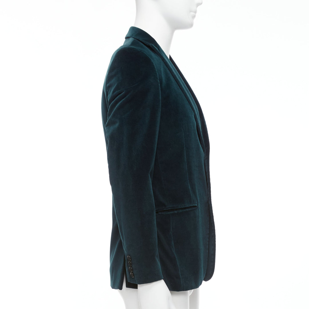 KENZO dark teal cotton velvet plus fit single breasted blazer IT48 M