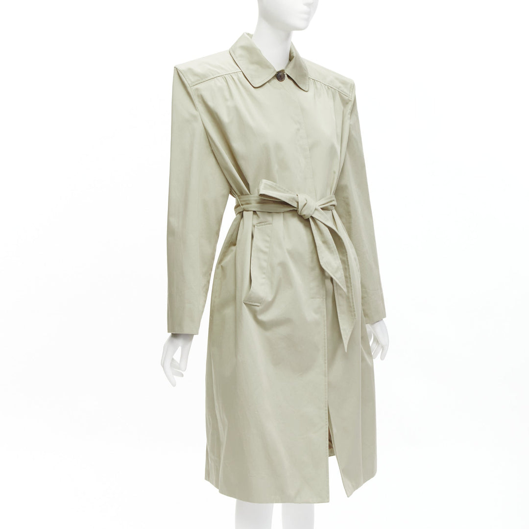 BALENCIAGA Demna 2017 Runway boxy oversized shoulder belted trench coat FR34 XS