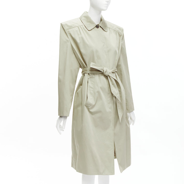 BALENCIAGA Demna 2017 Runway boxy oversized shoulder belted trench coat FR34 XS