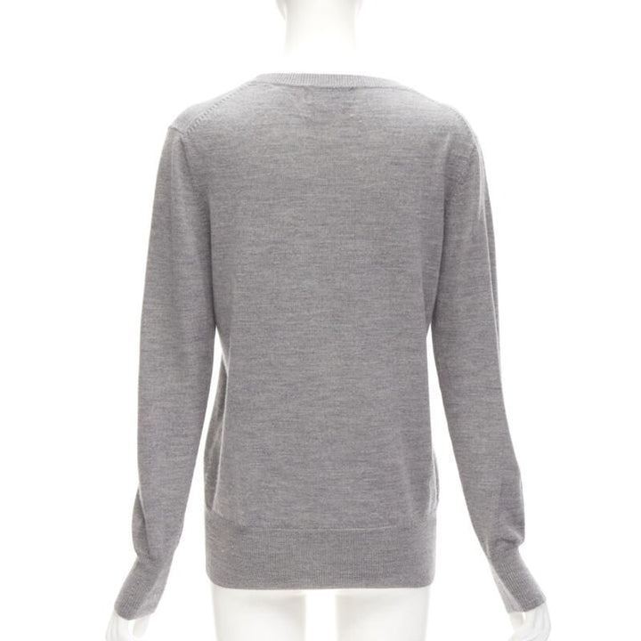 MARKUS LUPFER grey knit red lips sequins sweater S