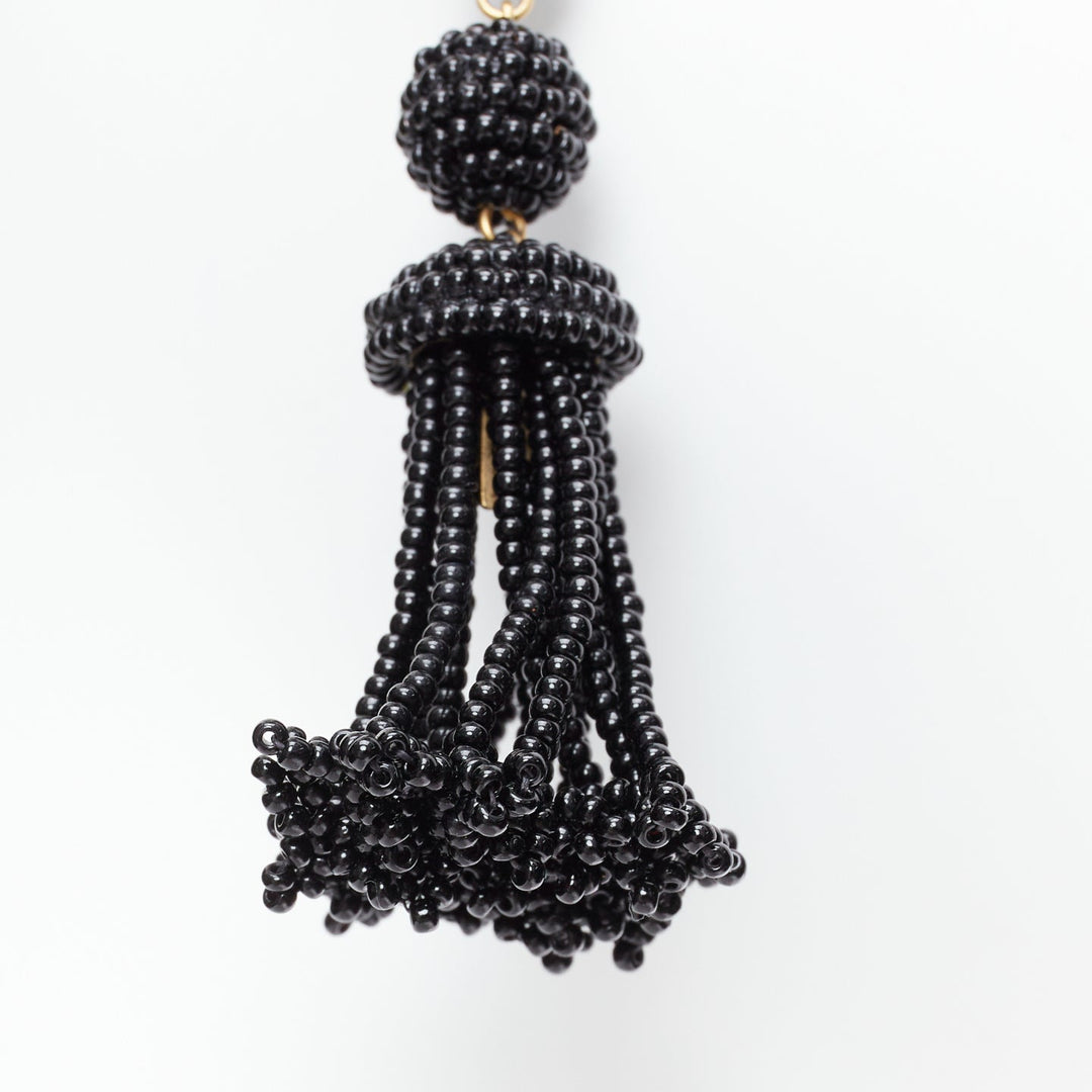 OLD CELINE Phoebe Philo black beaded tassel chandelier earrings