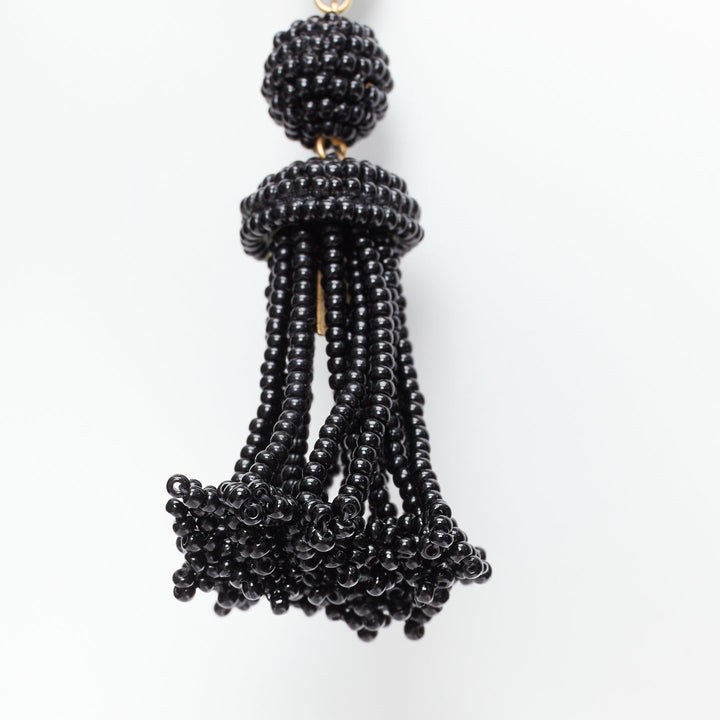 OLD CELINE Phoebe Philo black beaded tassel chandelier earrings