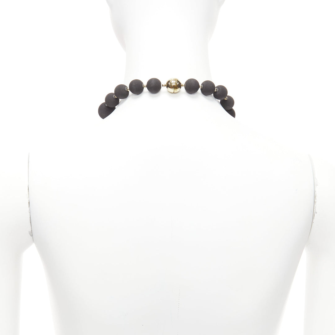 rare GIVENCHY Riccardo Tisci black pony hair shark tooth velvet ball necklace