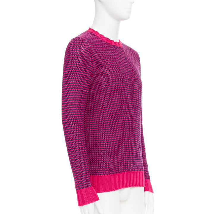 DRUMOHR pink violet cotton knit scallop collar crew sweater IT48 M