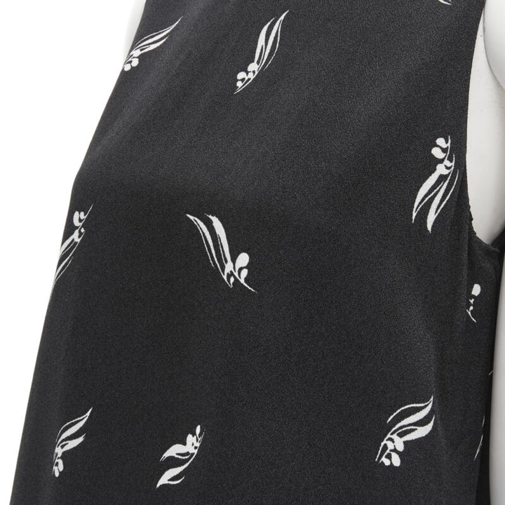 MARNI black white print crepe open split back sleeveless top IT40 S