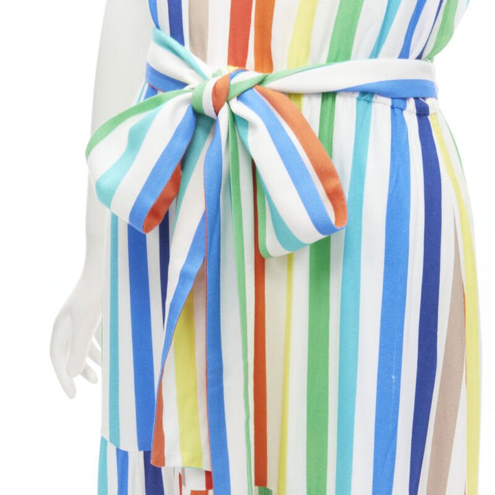 ALICE OLIVIA rainbow striped belted midi dress US4