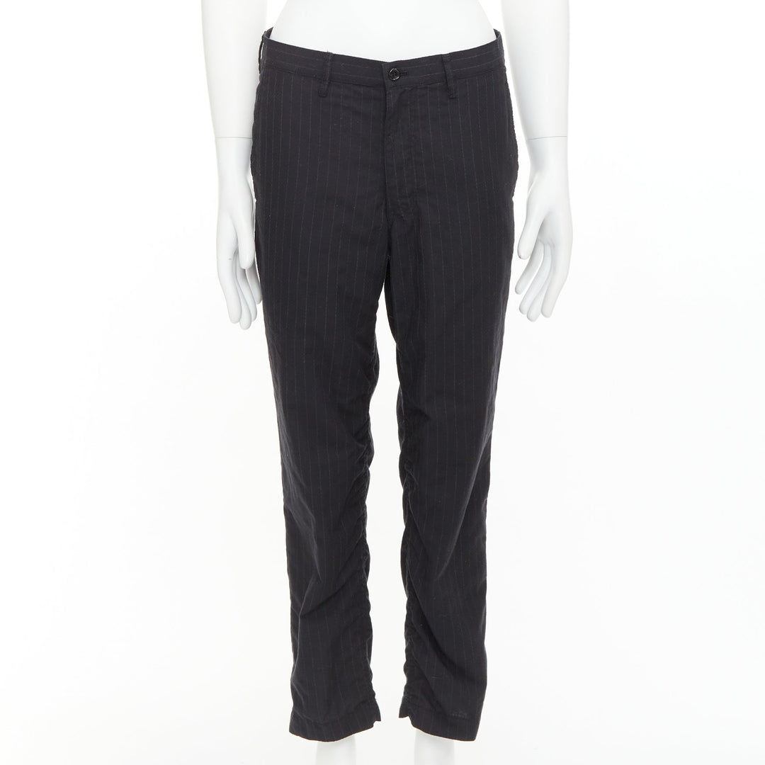 COMME DES GARCONS Homme Deux black wooly pinstripe cropped pants S