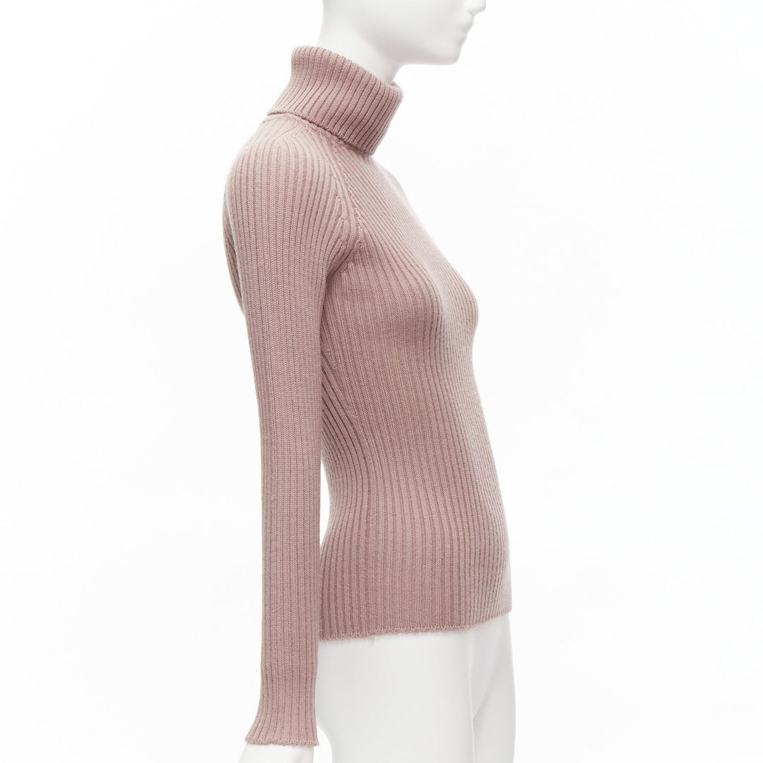 DOLCE GABBANA mauve pink raglan ribbed turtleneck sweater top IT42 M