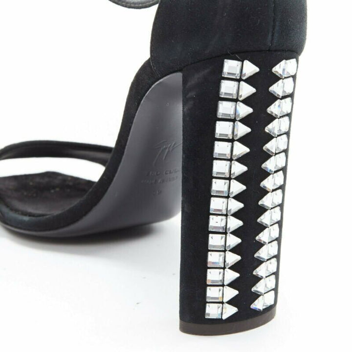 GIUSEPPE ZANOTTI 2017 black geometric crystal embellished sandal EU39