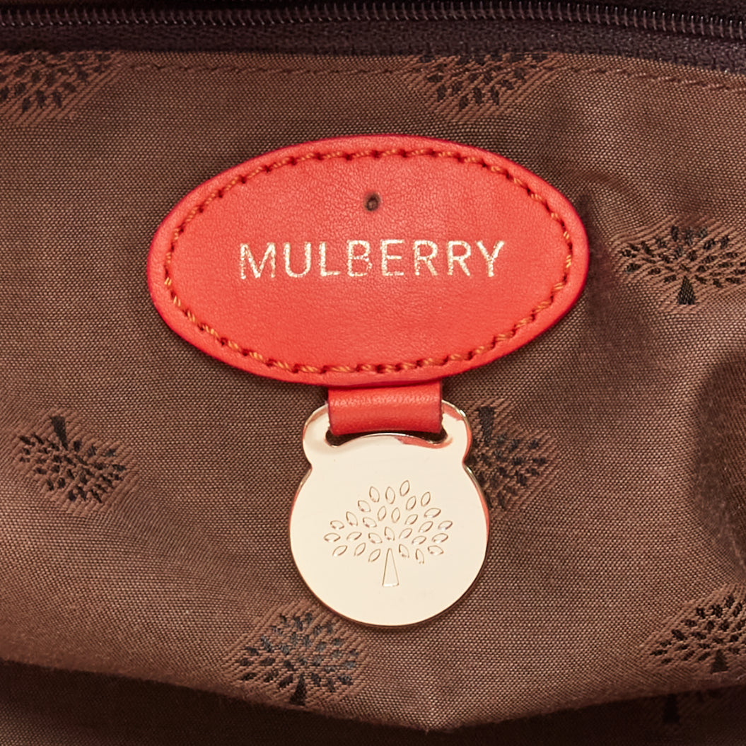 MULBERRY Shadow Maisie Clipper red embossed leather scaled travel satchel bag