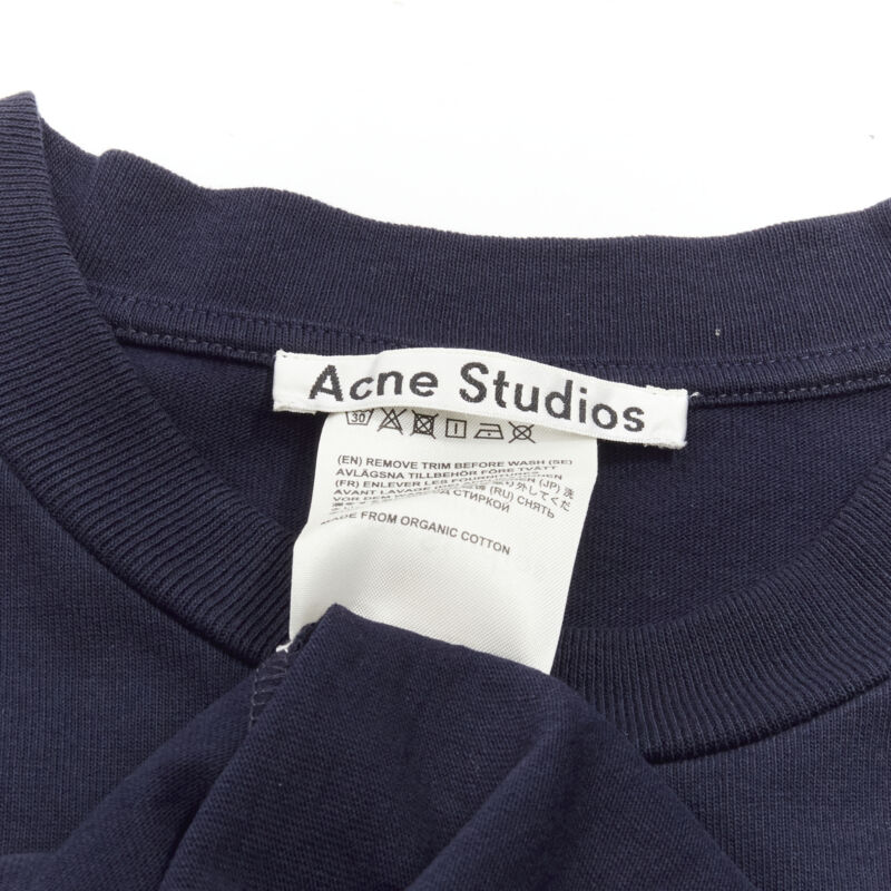 ACNE STUDIOS navy blue cotton jewel pin pinched oversized casual dress XS