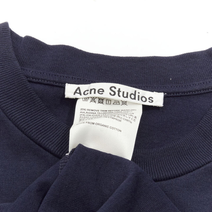 ACNE STUDIOS navy blue cotton jewel pin pinched oversized casual dress XS