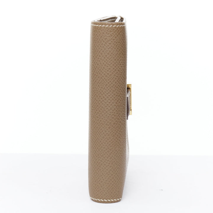 HERMES Bearn Compact etaupe brown GHW H strap epsom wallet