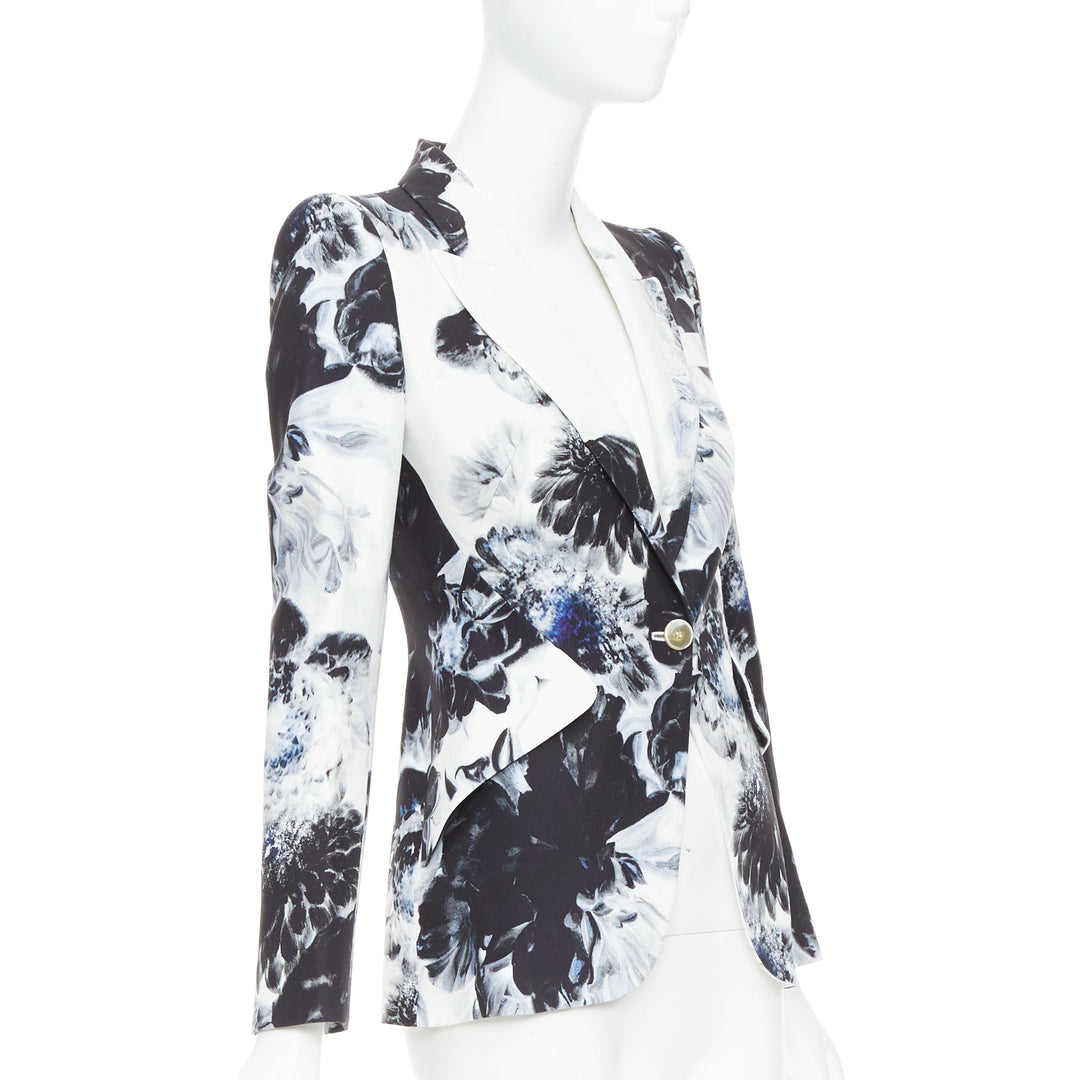 ALEXANDER MCQUEEN 2023 Chiaroscuro Xray floral fitted blazer jacket IT38 XS