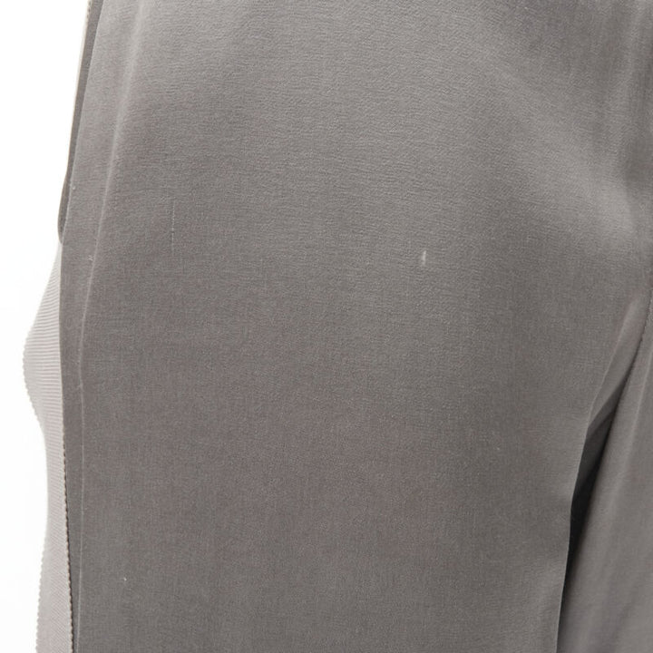HAIDER ACKERMANN grey rayon dusty pink grosgrain cropped trousers FR38 S