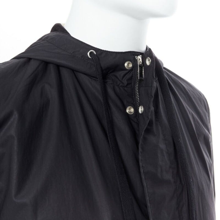 DIOR HOMME black hooded utilitarian drawstrings zipper windbreaker jacket