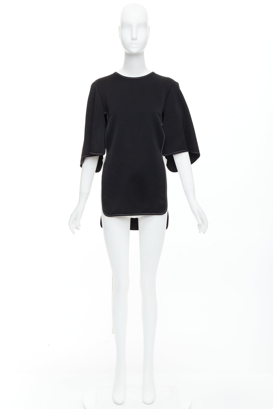 ELLERY black white bicolor cut out overstitch backless hi-low top UK8 M