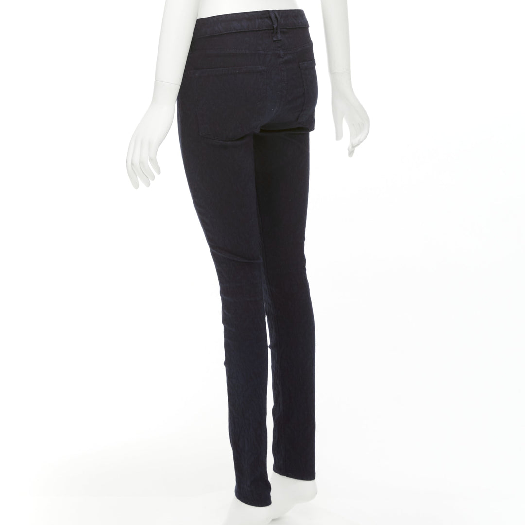 VINCE navy crinkle jacquard jersey mid waist skinny jeans pants 27"