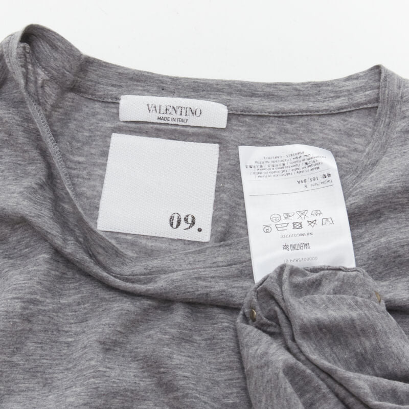VALENTINO Rockstud 100% cotton grey pyramind spike stud side tshirt S