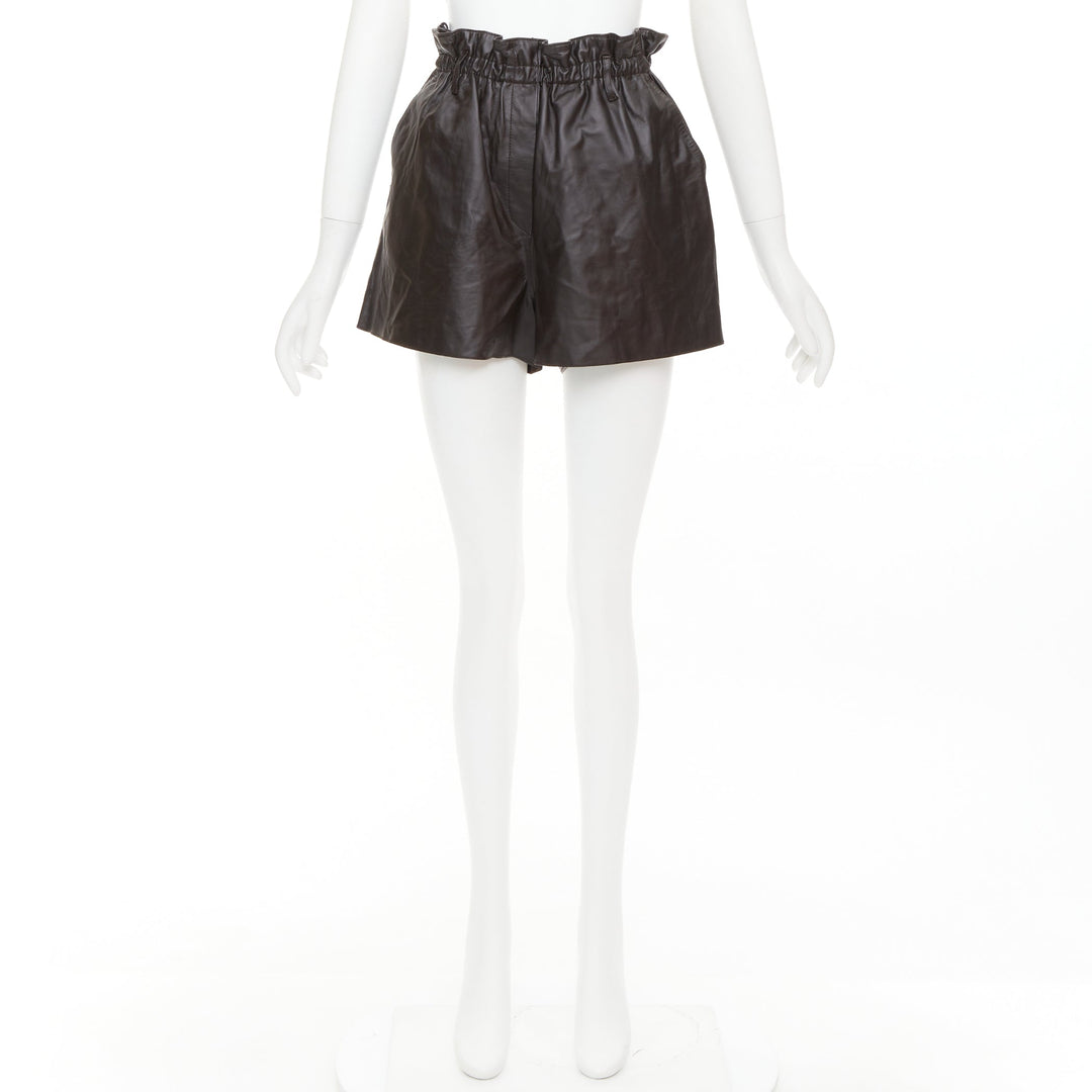 FORTE FORTE Parrrs chocolate brown leather paperbag waist shorts Sz.1 S