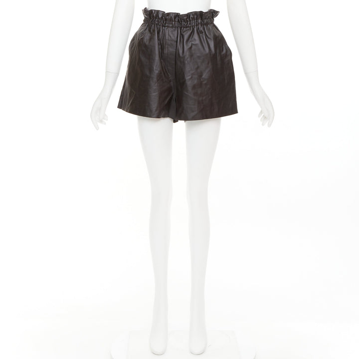 FORTE FORTE Parrrs chocolate brown leather paperbag waist shorts Sz.1 S