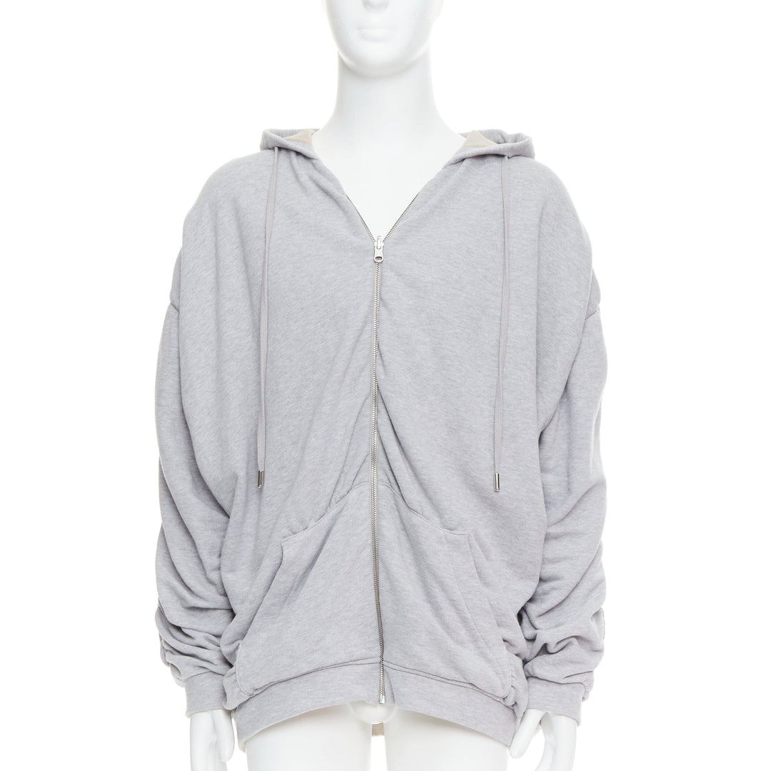 Y PROJECT grey cotton nude jersey lined gathered sleeves hoodie S