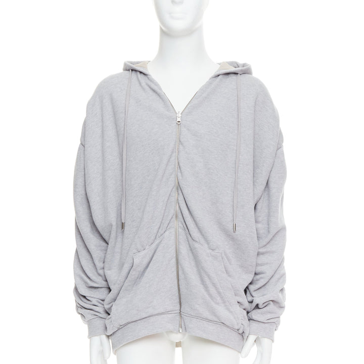 Y PROJECT grey cotton nude jersey lined gathered sleeves hoodie S