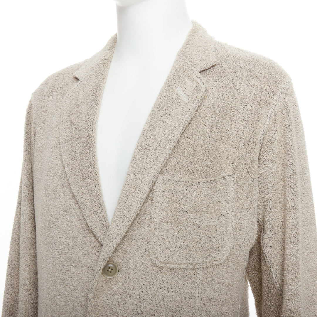 YOHJI YAMAMOTO Costume D'Homme beige linen blend jersey blazer JP3 L