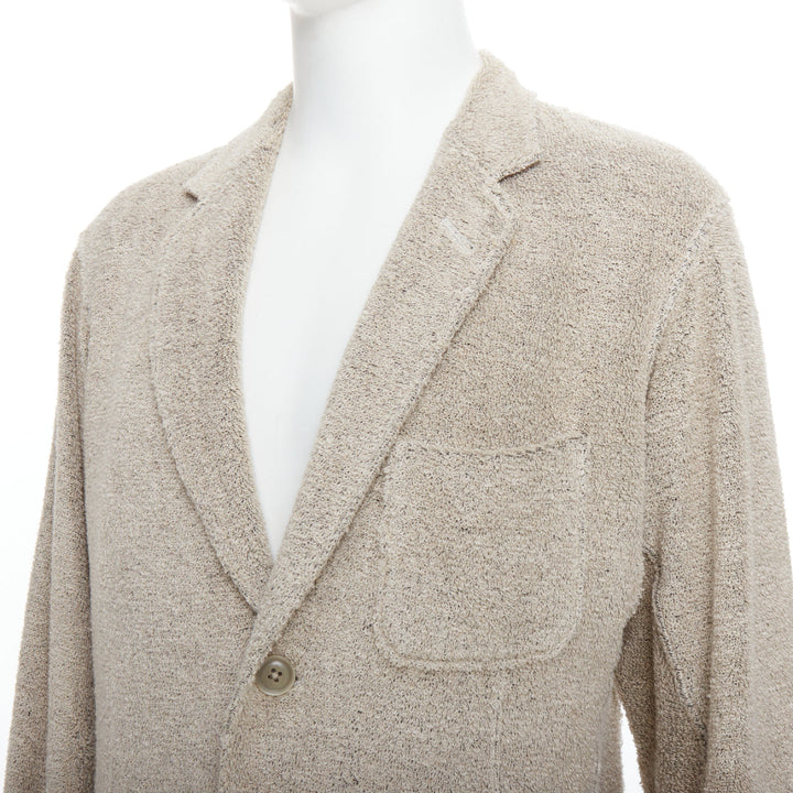 YOHJI YAMAMOTO Costume D'Homme beige linen blend jersey blazer JP3 L