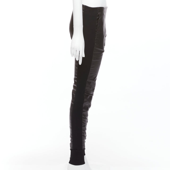 BALENCIAGA LEATHER 2011 black lambskin blend moto cuffed pants FR40 L