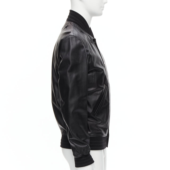 GIVENCHY Riccardo Tisci black signature stars lambskin leather bomber EU48 M