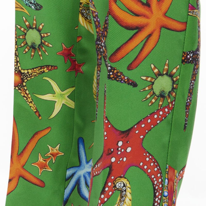 VERSACE 2021 Tresor De La Mer Runway green starfish print pants IT38 XS
