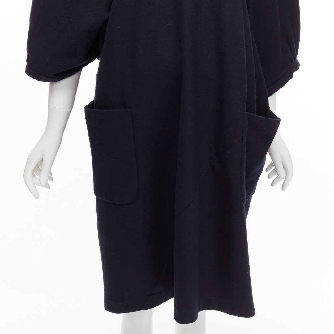 COMME DES GARCONS 2013 navy wool peterpan collar asymmetric boxy short dress S