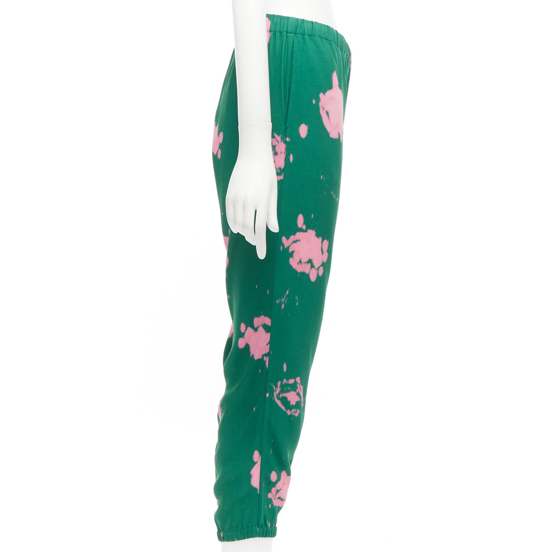 MARNI green pink splatter tie dye print elasticated casual pants IT38 XS