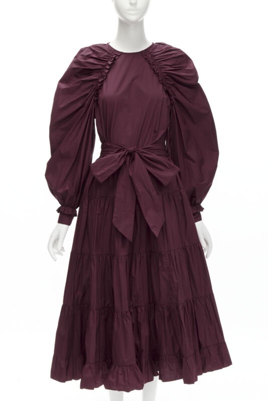 burgundy belt dress FORTYTHREE - S25 Women's Burgundy Wool Suiting Dress