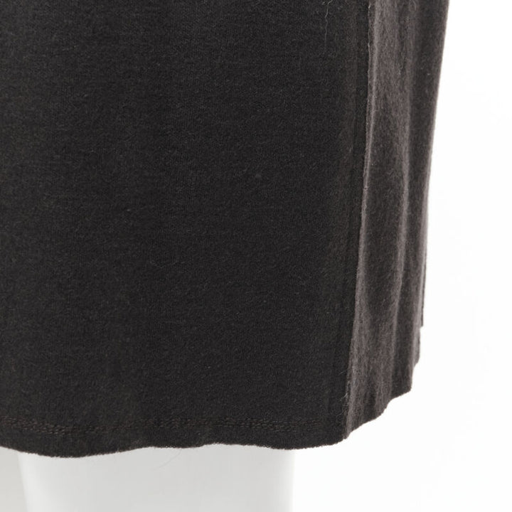 LANVIN 2004 Alber Elbaz brown wool black jewel embellished sheath dress FR38 S