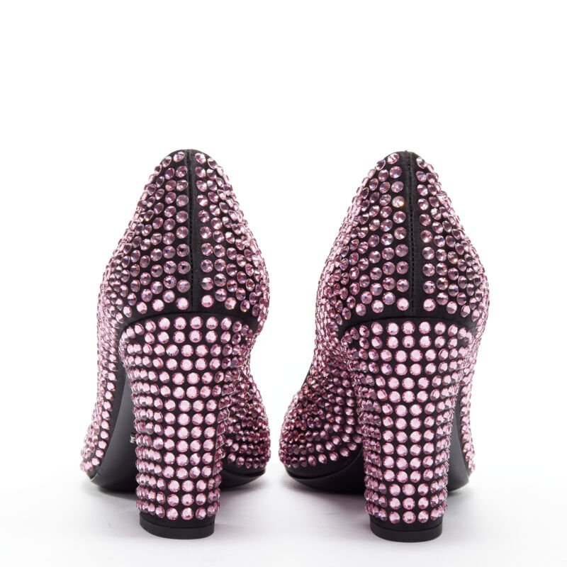 PRADA Rosa pink rhinestone crystal embellished pump EU37