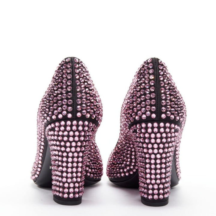 PRADA Rosa pink rhinestone crystal embellished pump EU37