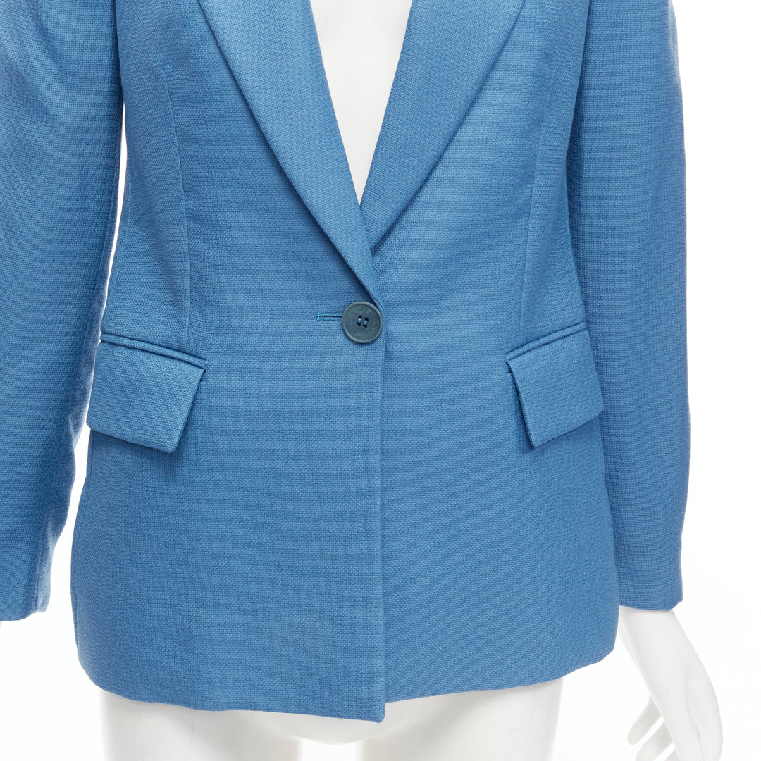 STELLA MCCARTNEY 2010 blue 100% wool rubberised buttons  blazer jacket IT36 XXS