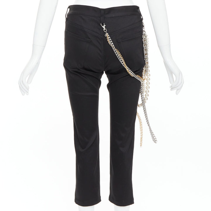 JUNYA WATANABE 2022 Punk black multi pearl chain cropped pants S