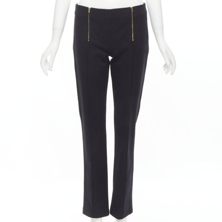 THE ROW black modal cotton dual gold zipper minimal legging pants XSXS